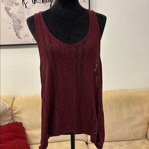 Maroon Knit Sleeveless Top
